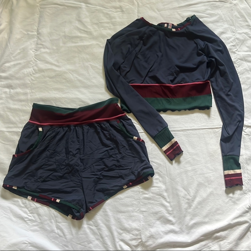FP Movement Navy and Green Two-Piece Set